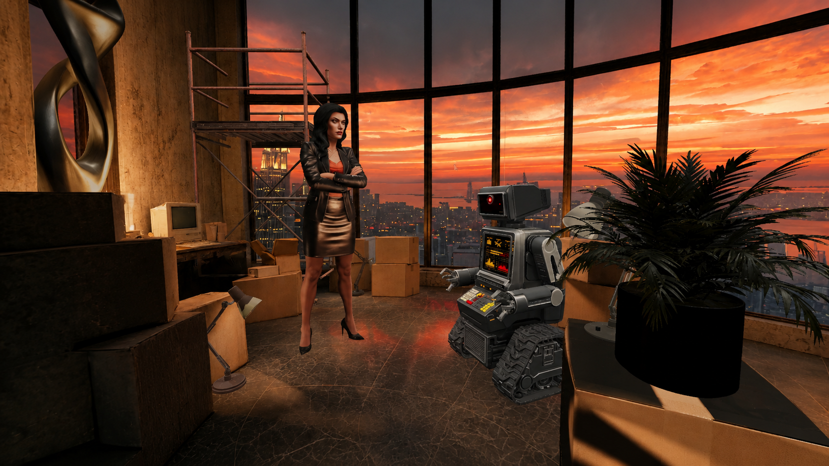 A corner office scene built in EVRN